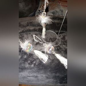 (Victorian style Christmas pearl iridescent glass ornaments (3)